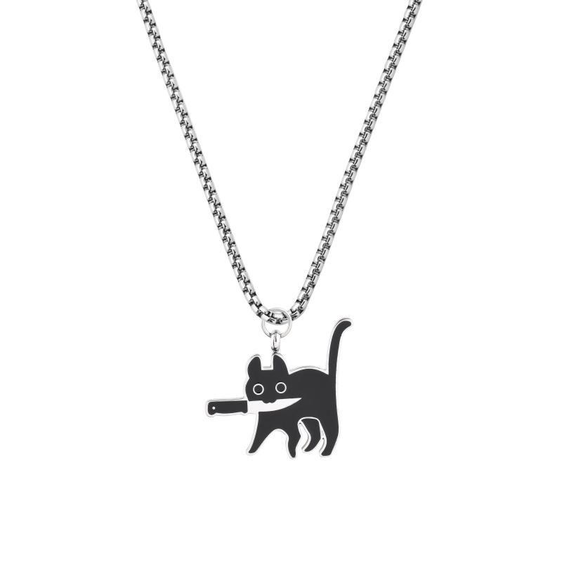 "Creative and personalized keychain keychain accessories, cool car bag pendant, collectible gift with a knife-wielding cat collectible toy. Application Scenario