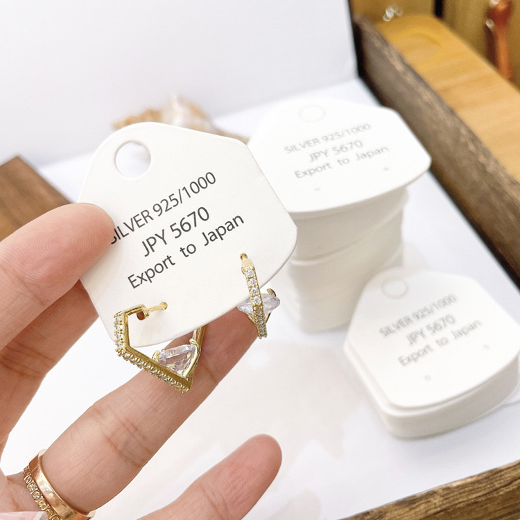 外贸精致小耳环卡纸现货 个性耳钉c圈标签饰品包装卡吊牌印刷LOGO 详情图2