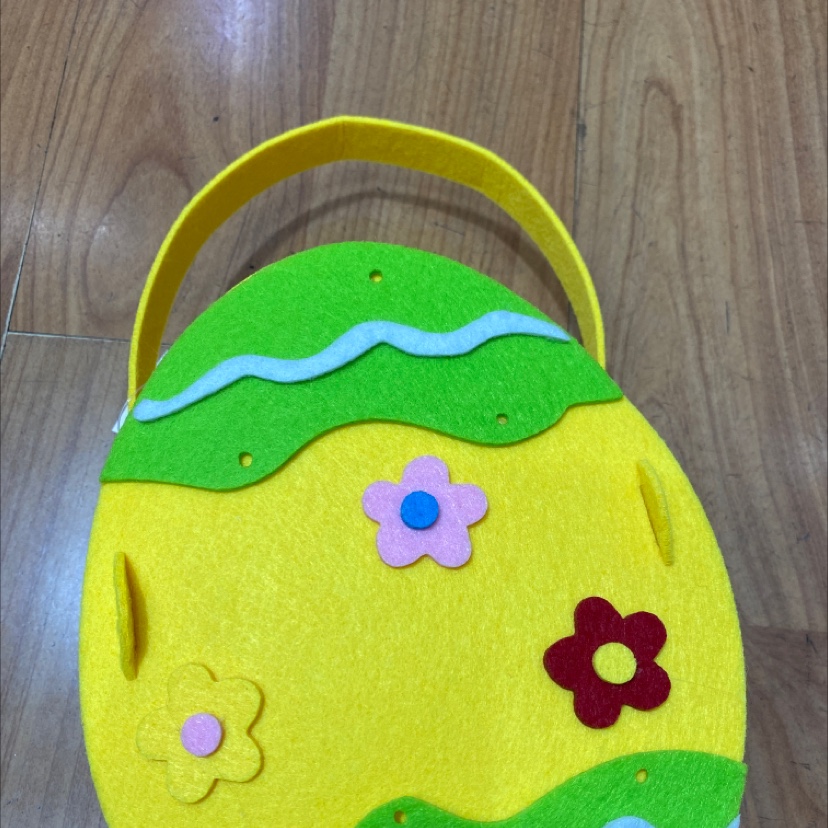 新款创意蛋形造型毛毡糖果袋复活节装饰礼品彩蛋桶批发毛毡手提篮 详情图1