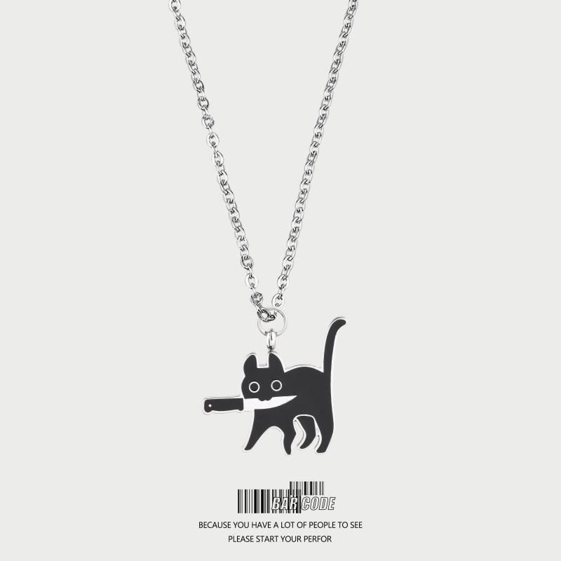 "Creative and personalized keychain keychain accessories, cool car bag pendant, collectible gift with a knife-wielding cat collectible toy. detail image 7