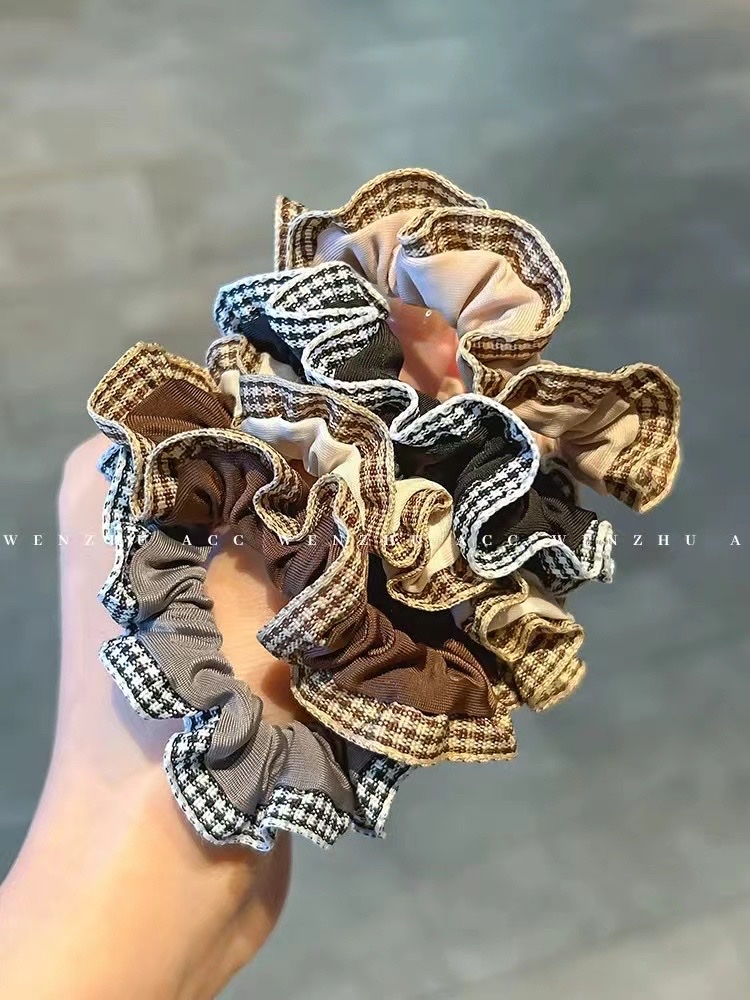 发圈发绳头饰布圈皮筋发带格肠圈女性头饰头饰儿童布艺头饰产品图