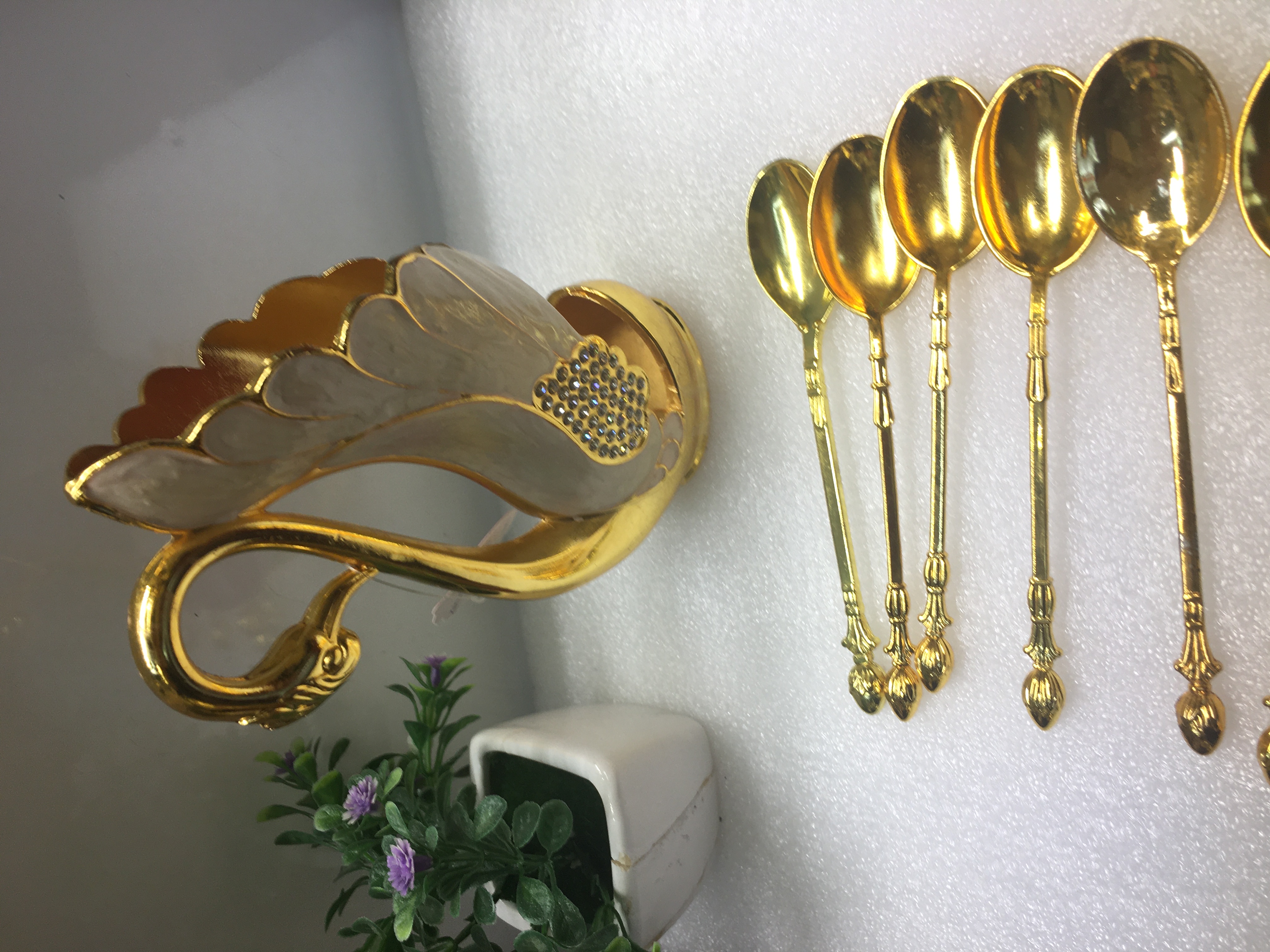 欧式轻奢镶钻优雅天鹅勺子 高颜值水果勺子细节图