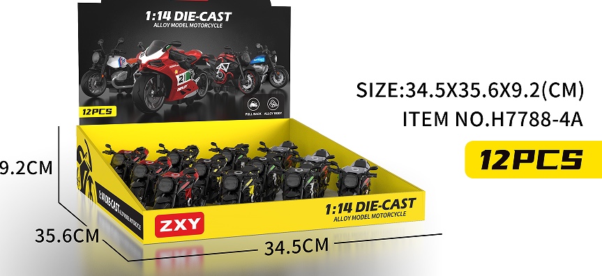 奥古斯塔，2024年新款摩托，1:14尺寸，带回力功能，合金车身，精致细节，精美轮毂，橡胶轮胎，多款颜色详情图5