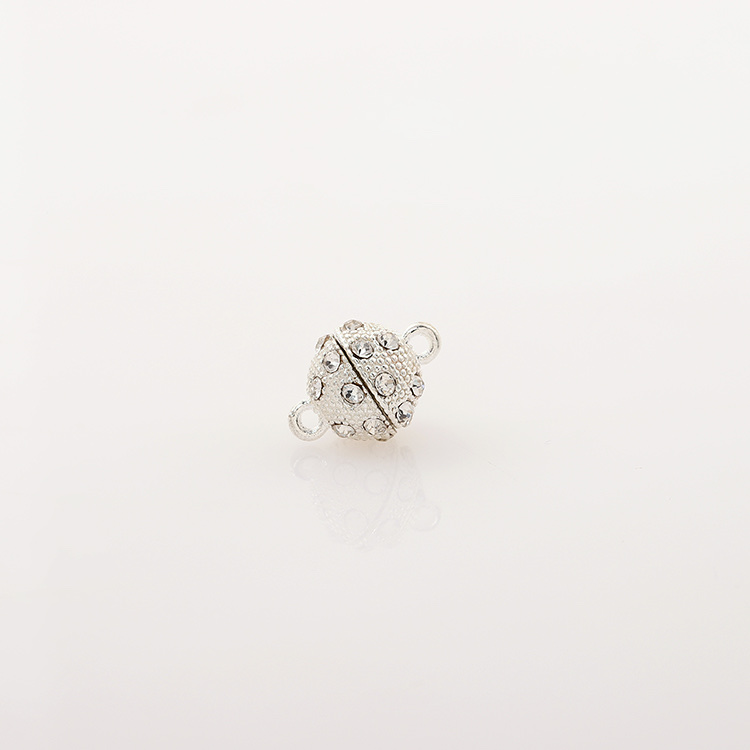 Semi-finished products of round ball magnetic clasp with rhinestone and water diamond clasp for jewelry accessories, direct sales and wholesale of DIY accessories from the manufacturer of necklace pendants details Picture
