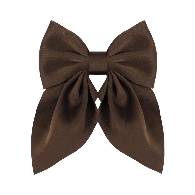 咖色系美拉德飘角蝴蝶结发夹纯色布艺缎面发卡跨境女生领结发饰 发夹发饰详情图6