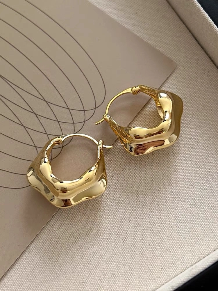 Round earrings, classic metal ear loops, fashionable accessories for ladies detail image 5