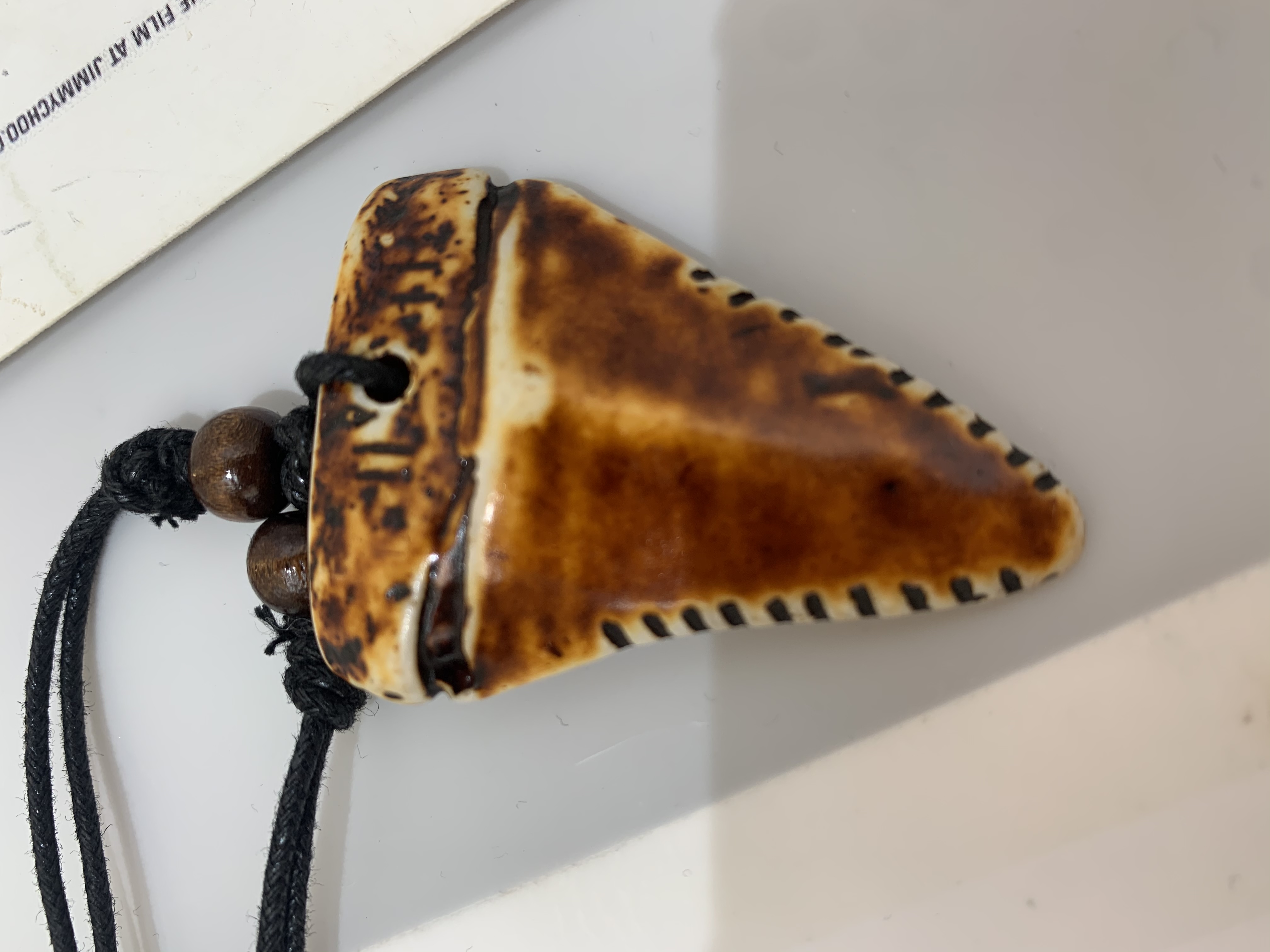 复古风黑线鲨鱼牙树脂骨粉项链详情图2