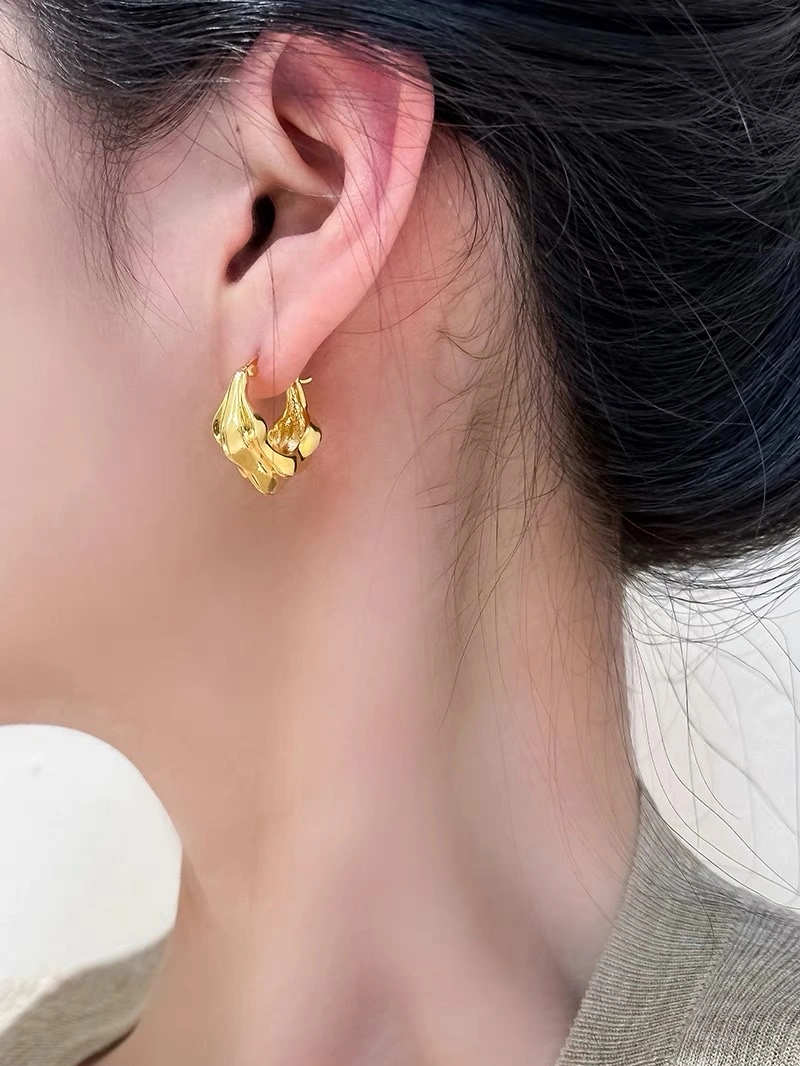 Round earrings, classic metal ear loops, fashionable accessories for ladies detail image 1