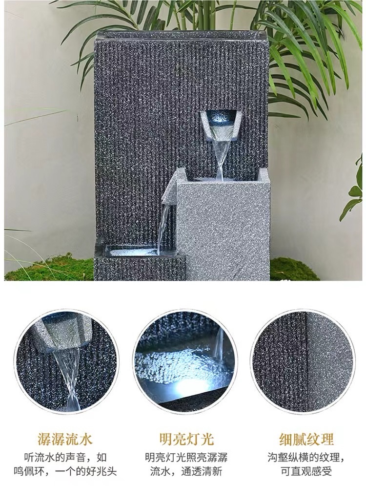 Resin water flow bonsai atomization humidifier, water flow screen, water flow curtain wall, European and Chinese style carved entrance hall background Specification image