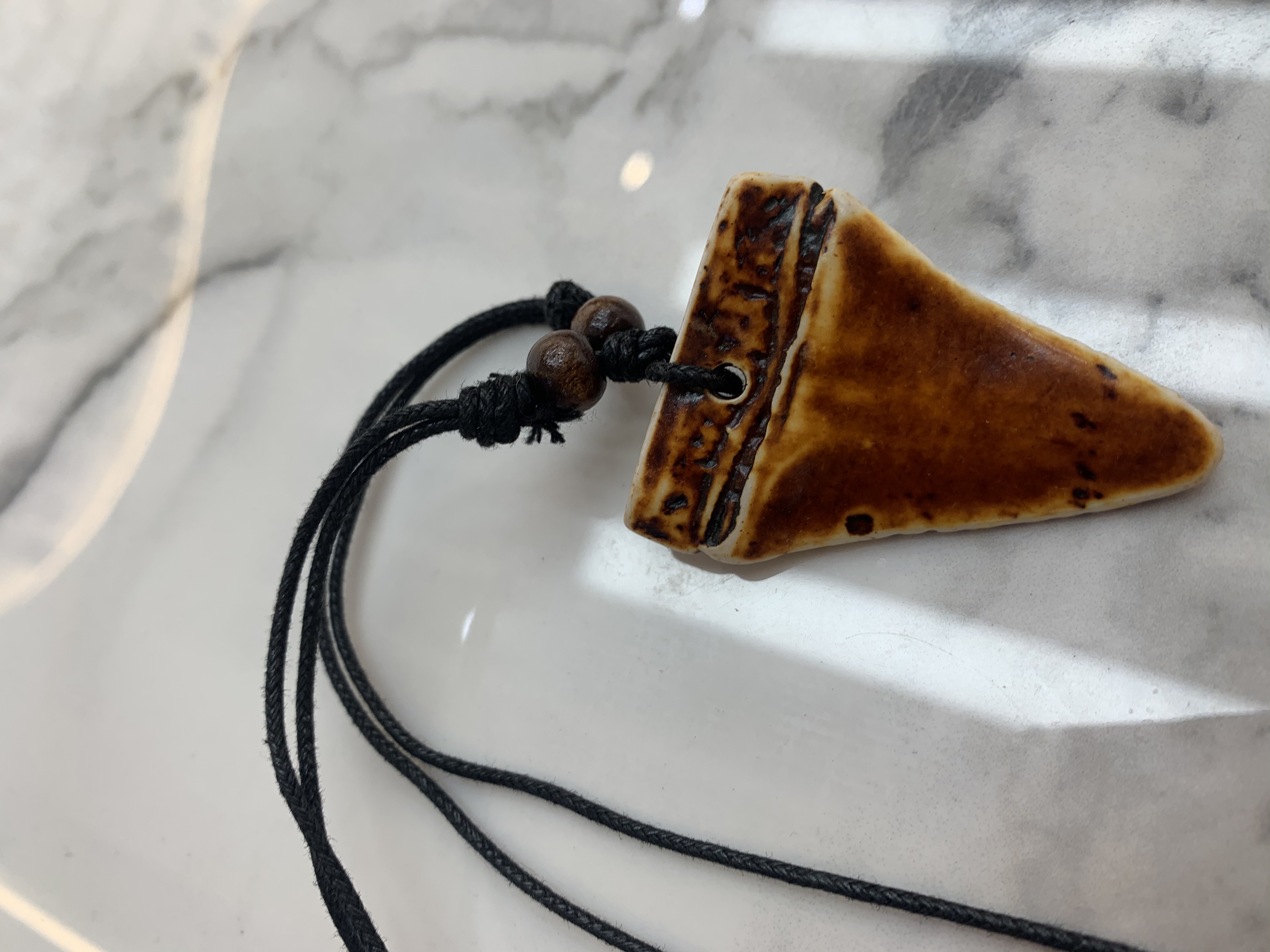 复古风黑线鲨鱼牙树脂骨粉项链详情图6