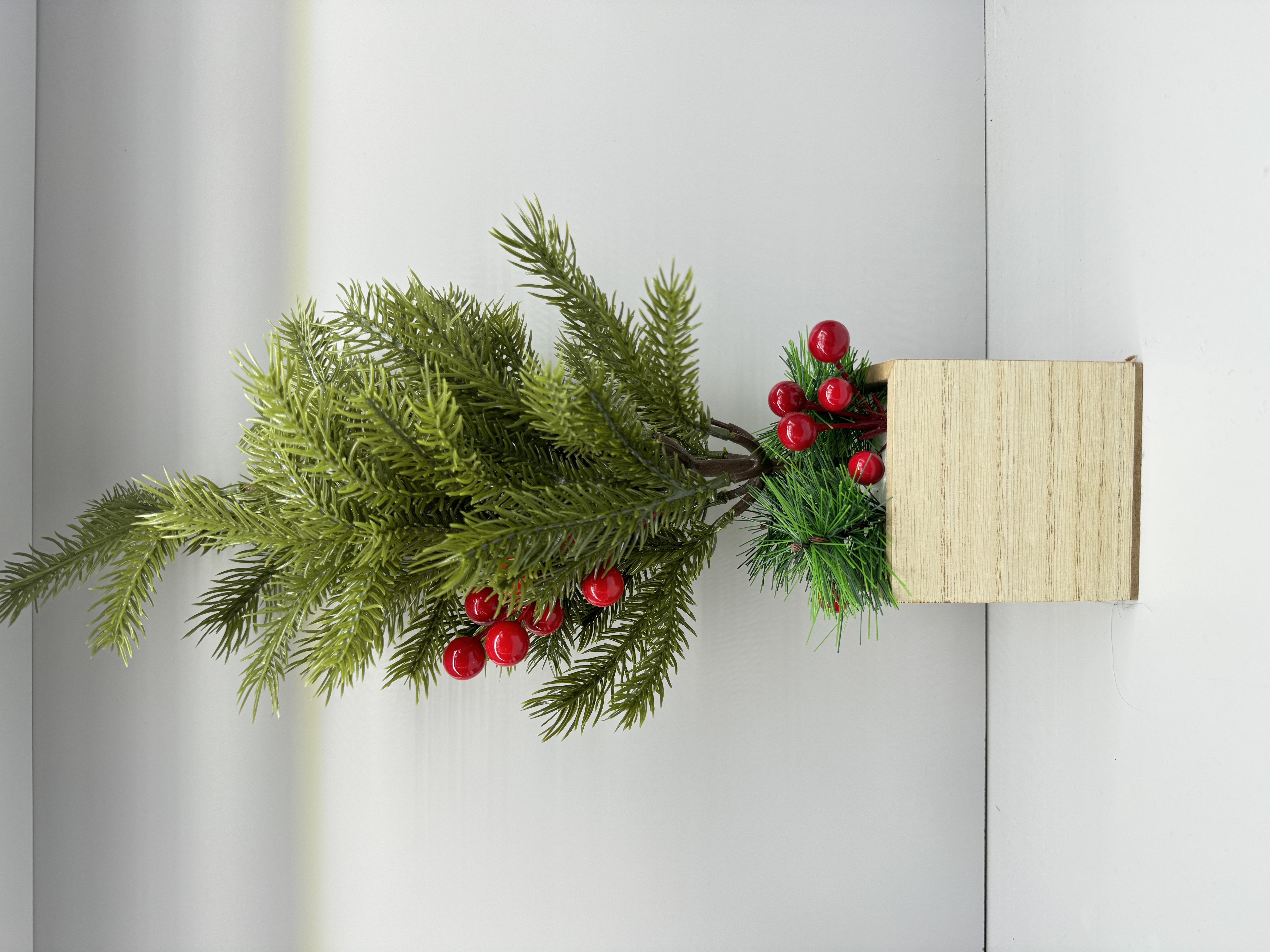 圣诞节迷你圣诞树红果摆设盆栽 手工DIY木制玩具