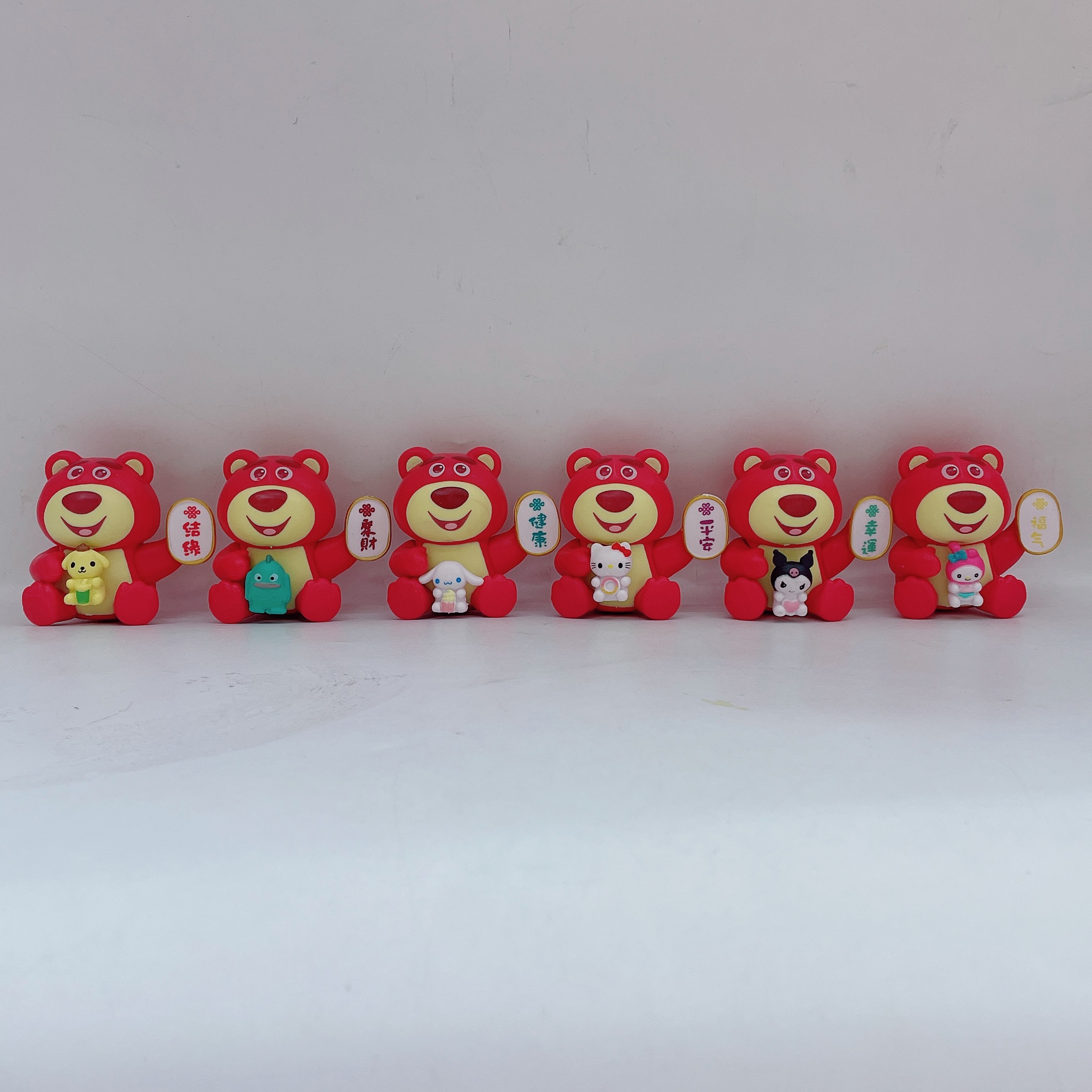 6 Cute Strawberry Bear plush car ornaments Cake Series gifts pic 1