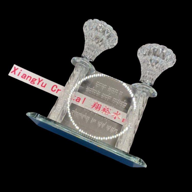 厂家直销水晶工艺品摆件以色列产品水晶工艺品水晶烛台装饰白底实物图
