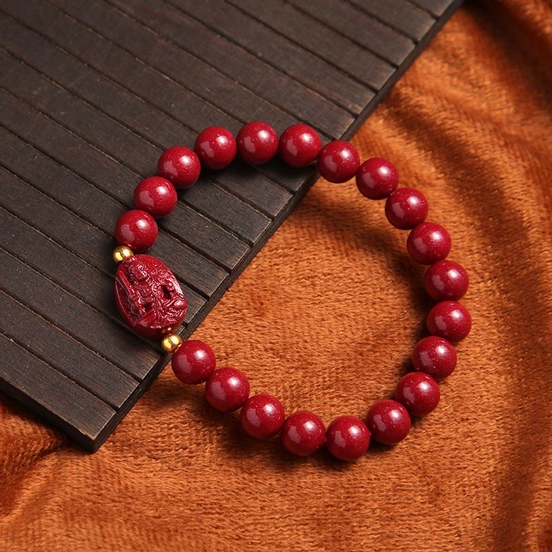 A new national trend natural cinnabar guardian deity bracelet for the zodiac year, featuring the zodiac Buddha for both men and women Specification image