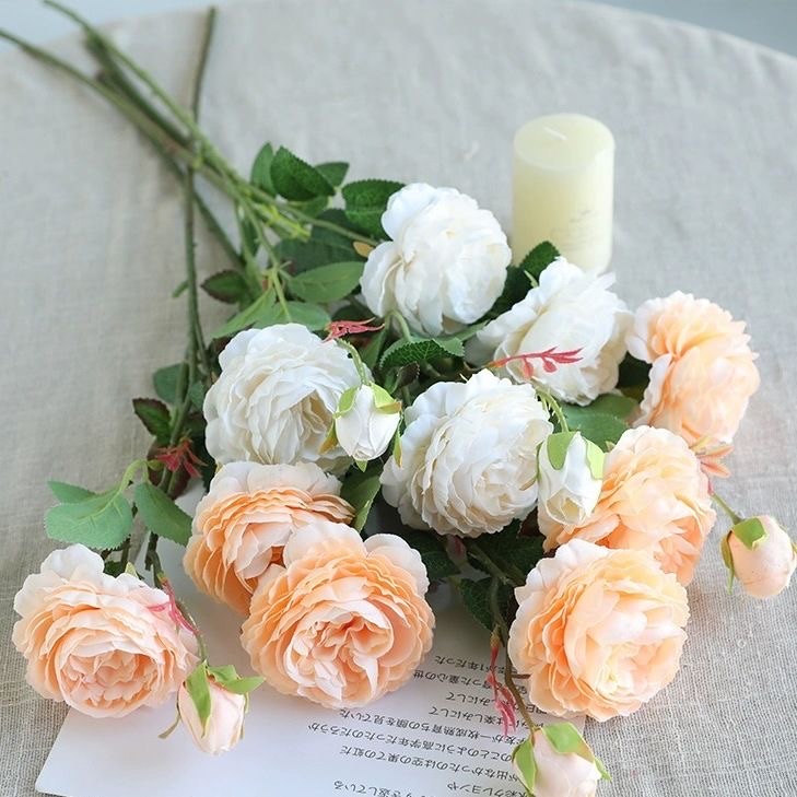 Artificial flowers, artificial flowers, peonies, rose bouquets, dried flowers, living room dining table decorations, peonies, decorative silk flowers detail image 3