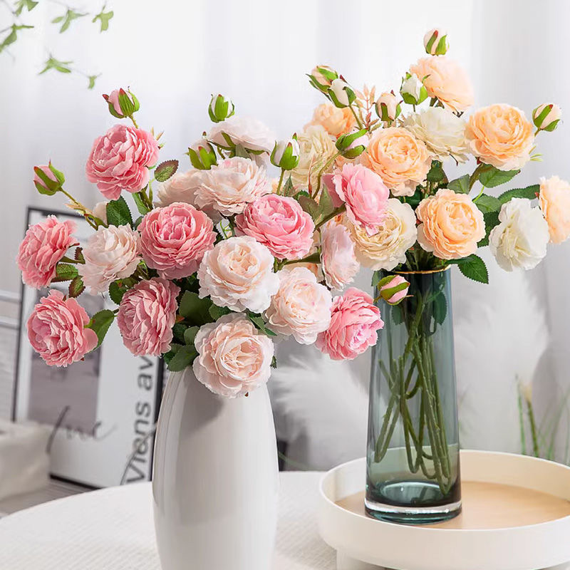 Artificial flowers, artificial flowers, peonies, rose bouquets, dried flowers, living room dining table decorations, peonies, decorative silk flowers Item Picture