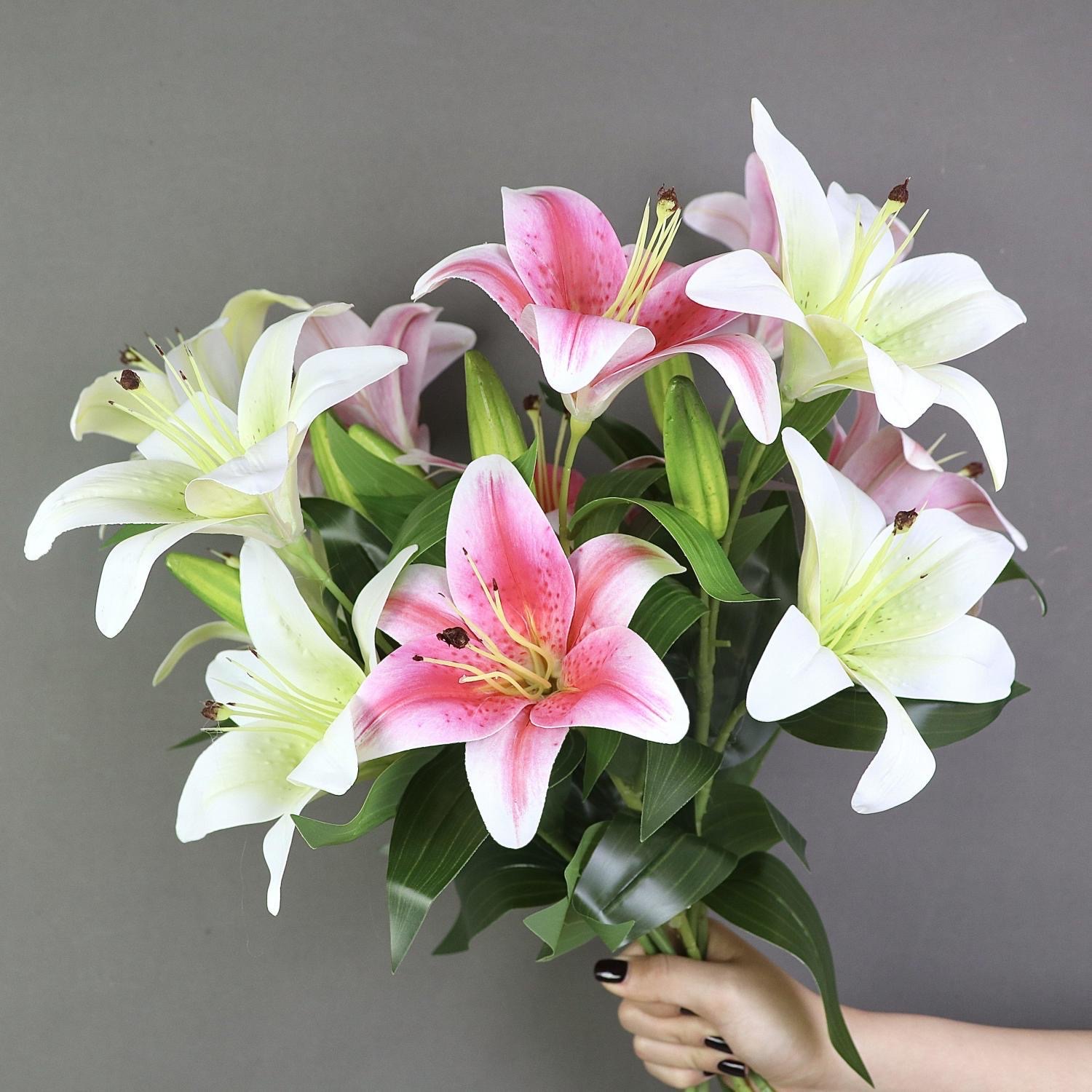 3D printed lilies, artificial flowers, flower bouquets, living room dining table flowers, decorative flower arrangements, vases, sets of ornaments detail image 7