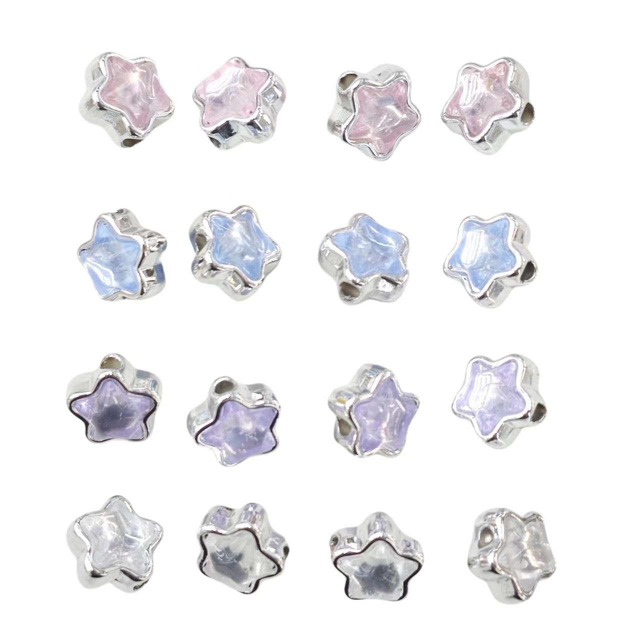 手工DIY饰品配件 亚克力电镀五角星大孔串珠笔配件