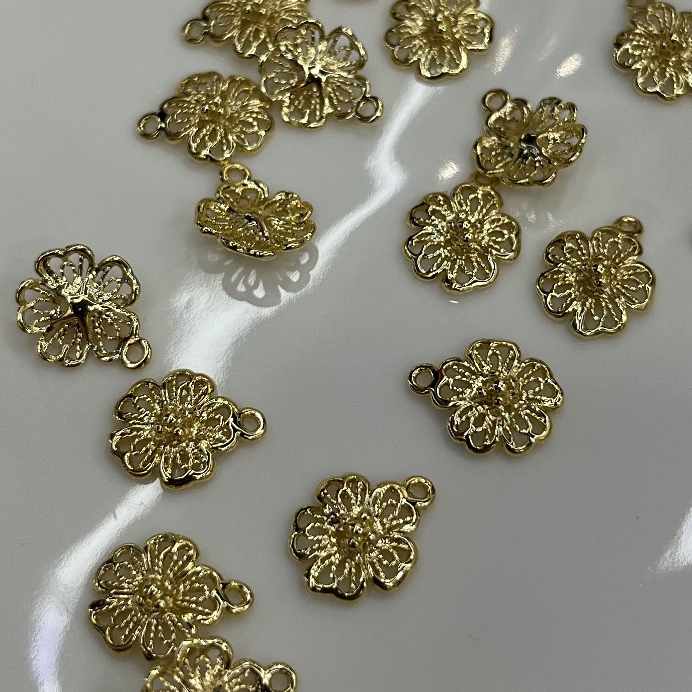电镀铜合金饰品配件花朵水滴元素手工装饰材料