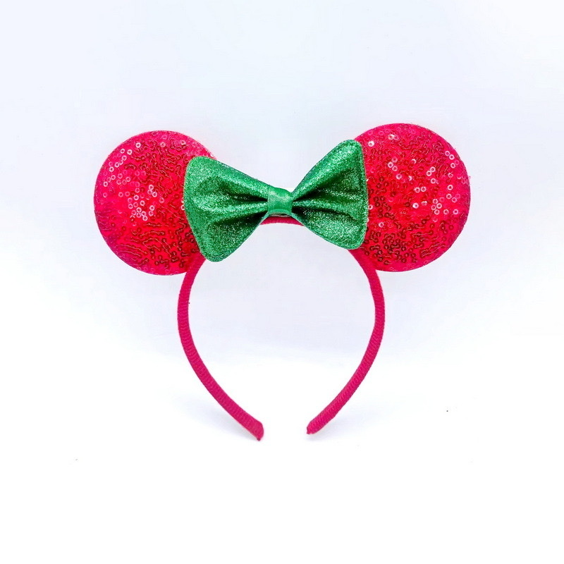 2024年爆款亚马逊系列圣诞节糖果米妮耳朵发箍发饰圣诞游乐园假日可爱米奇耳朵头扣带装饰 白底实物图