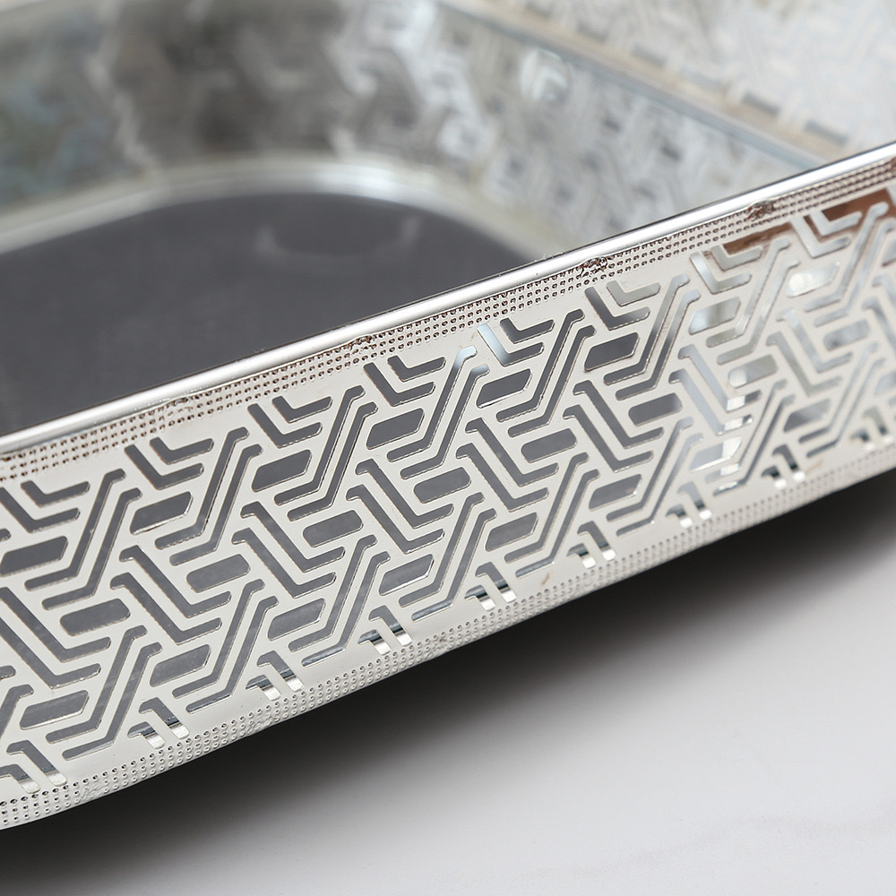 Wholesale of European-style silver hand-held basket desktop creative light luxury decoration square hand-held tray coffee table storage ornaments Specification image