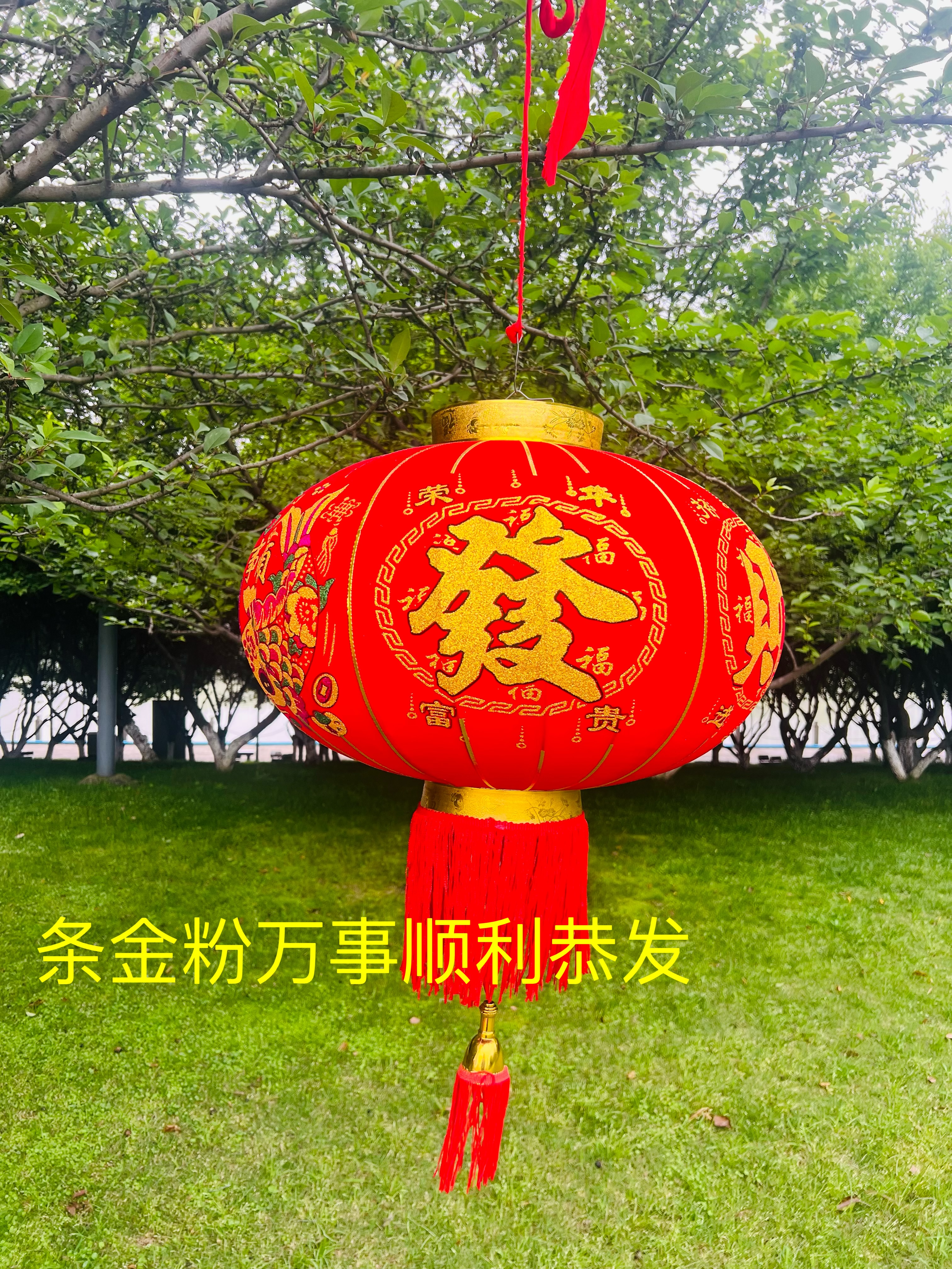金粉万事顺利恭喜发财灯笼细节图