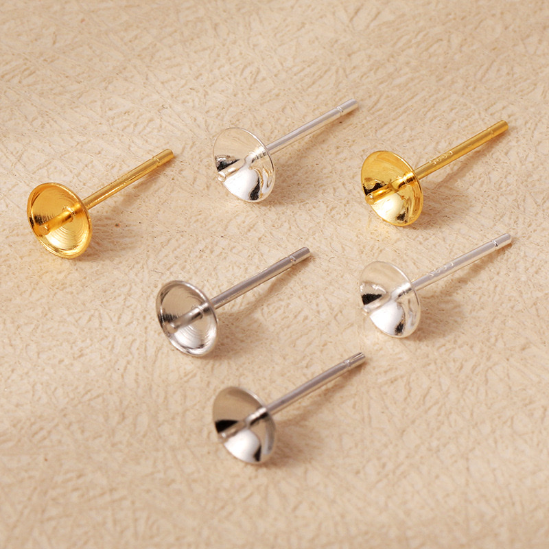 S925纯银耳钉3m4m5m6m盘出珍耳托手串配珠蜜蜡吊坠手串配珠手串珠宝产品图