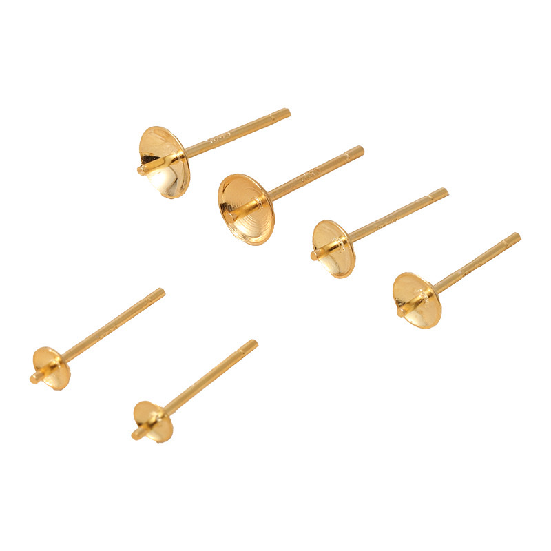 S925纯银耳钉3m4m5m6m盘出珍耳托手串配珠蜜蜡吊坠手串配珠手串珠宝白底实物图