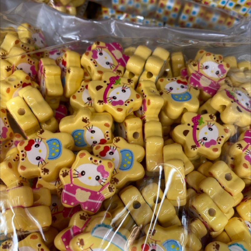 DIY饰品配件专用 胜标饰品 猫头小熊印花烤漆串珠笔配件详情图2