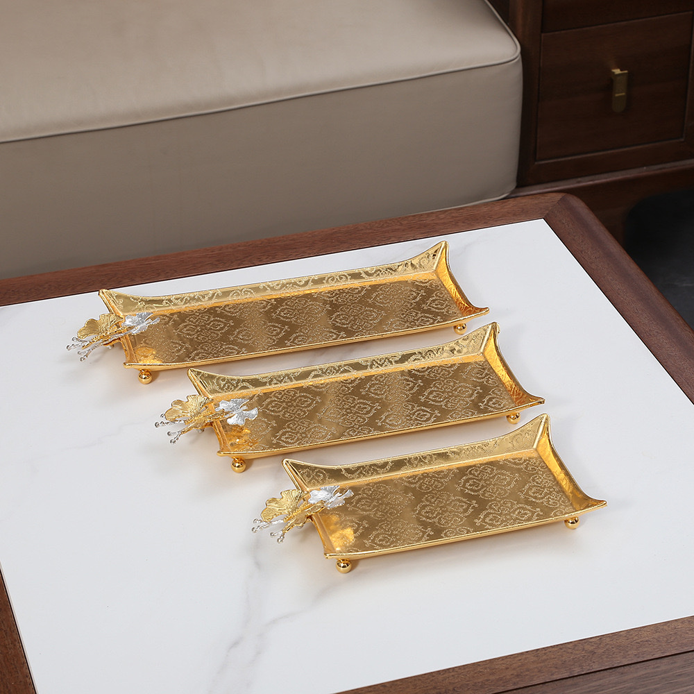 European-style iron towel square plate, home living room coffee table, hotel tray, handicrafts, ornaments, snacks, cake plates, fruit plates, fruit trays detail image 4