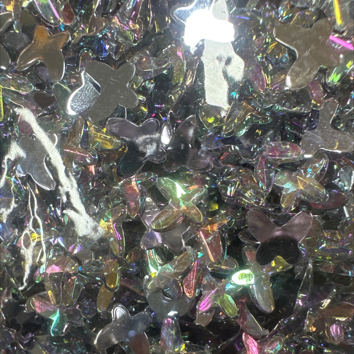 10mm butterfly acrylic diamond white ab hair accessory diy material hair clip accessory Specification image