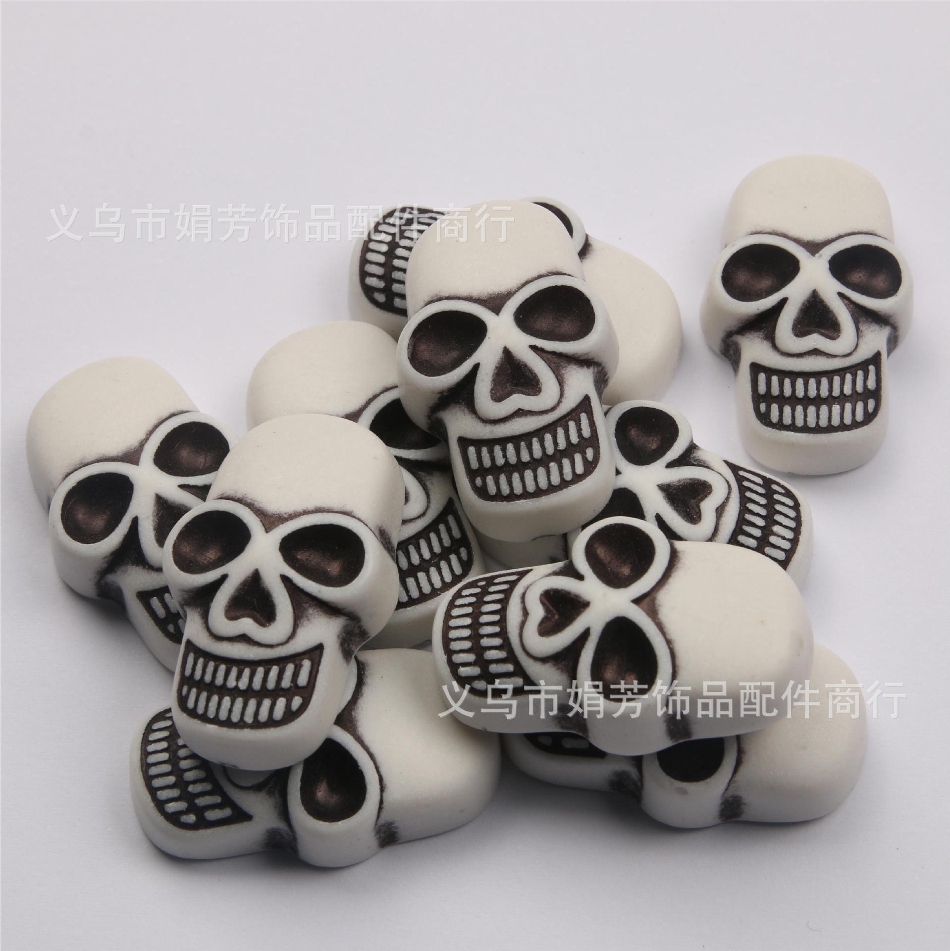 万圣节装饰 DIY饰品配件 亚克力水洗喷漆 混单多色骷髅头项链散珠详情图5