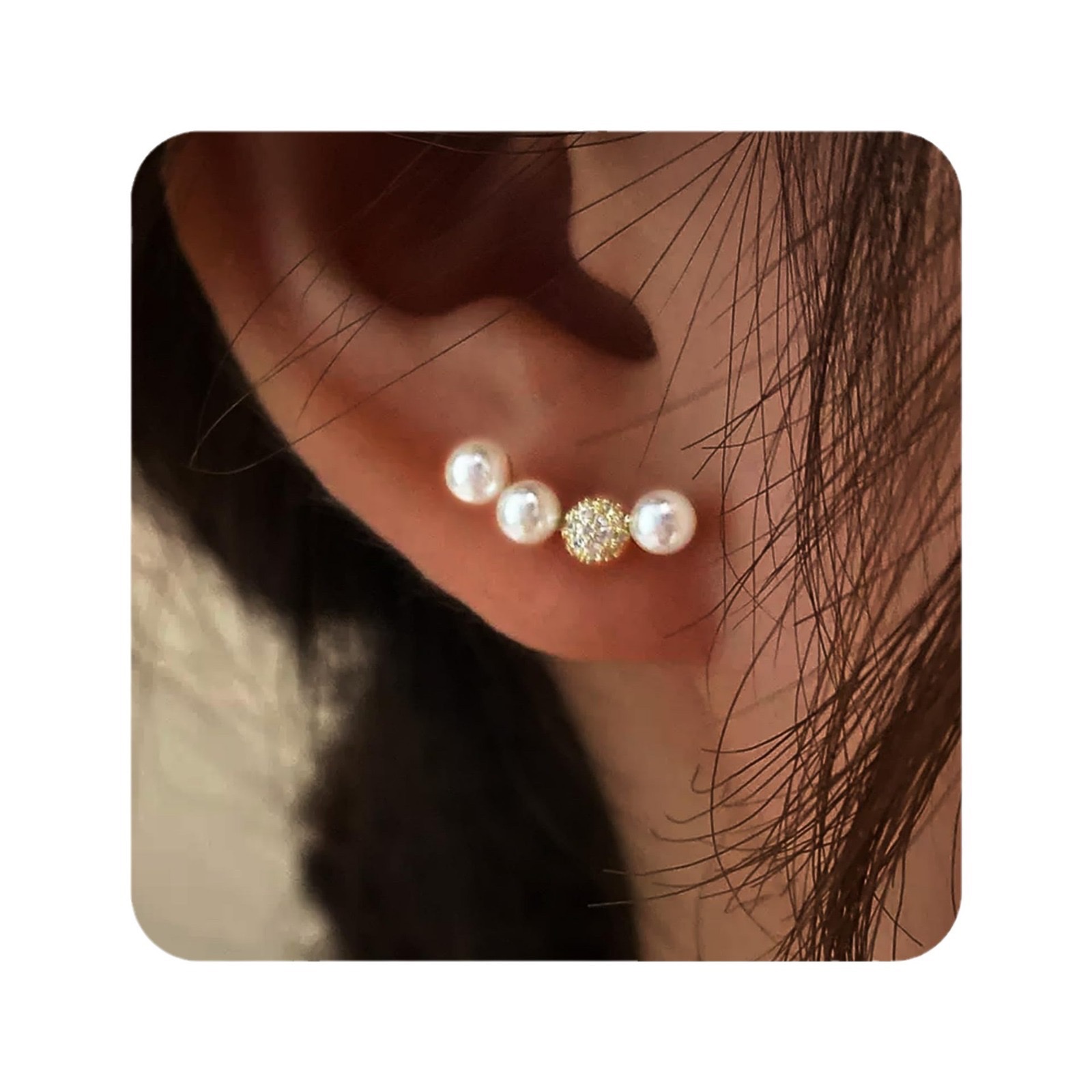 1218 Pearl Stud earrings, exquisite earrings, fashionable ladies' jewelry. Pearl elements embellish the ears for beauty details Picture