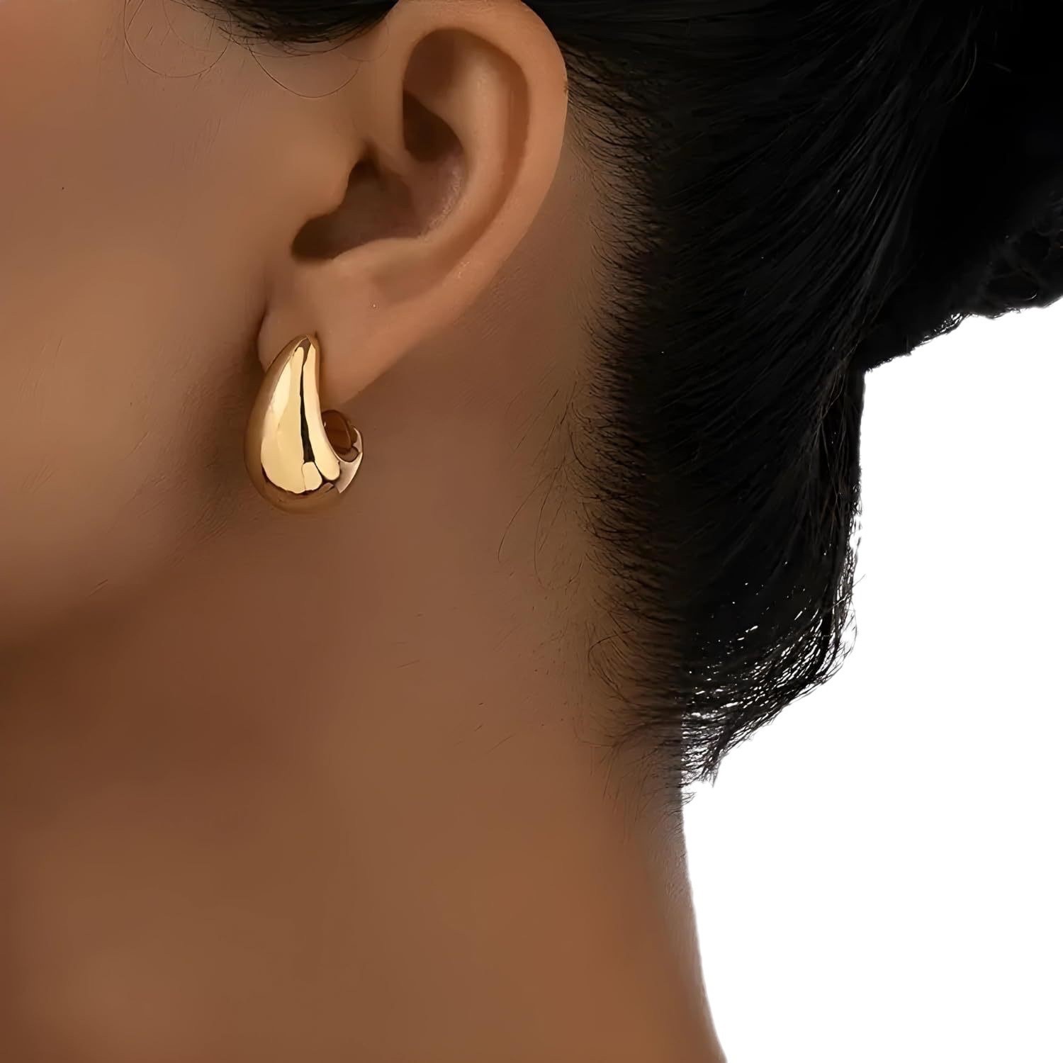 European and American cross-border fashion brass real gold electroplated curved stud earrings, fashionable and versatile, elegant and high-end earrings, women's bestsellers, two-color steel needle elegant and elegant women's accessory TE0000002 detail image 4
