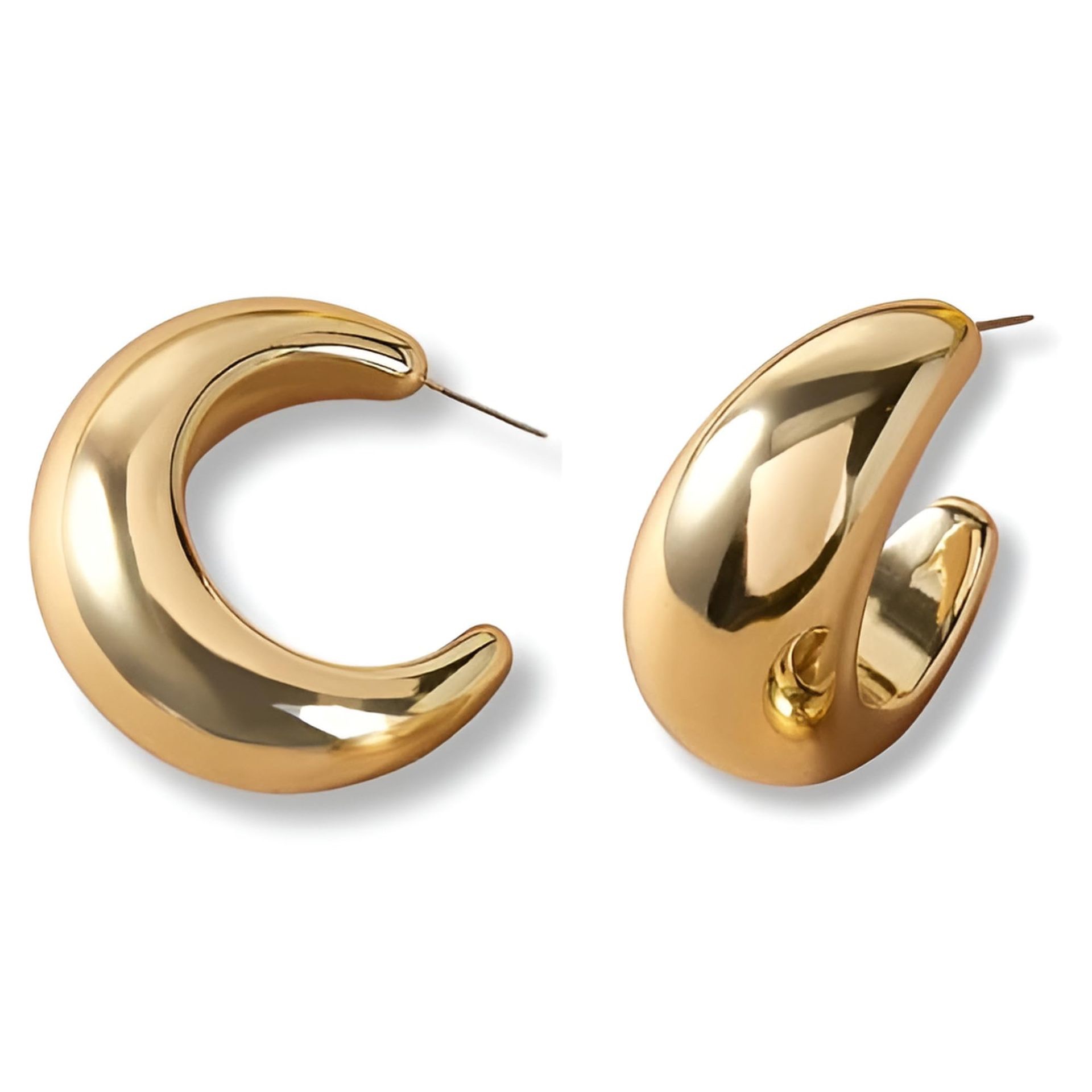 European and American cross-border fashion brass real gold electroplated curved stud earrings, fashionable and versatile, elegant and high-end earrings, women's bestsellers, two-color steel needle elegant and elegant women's accessory TE0000002 detail image 5