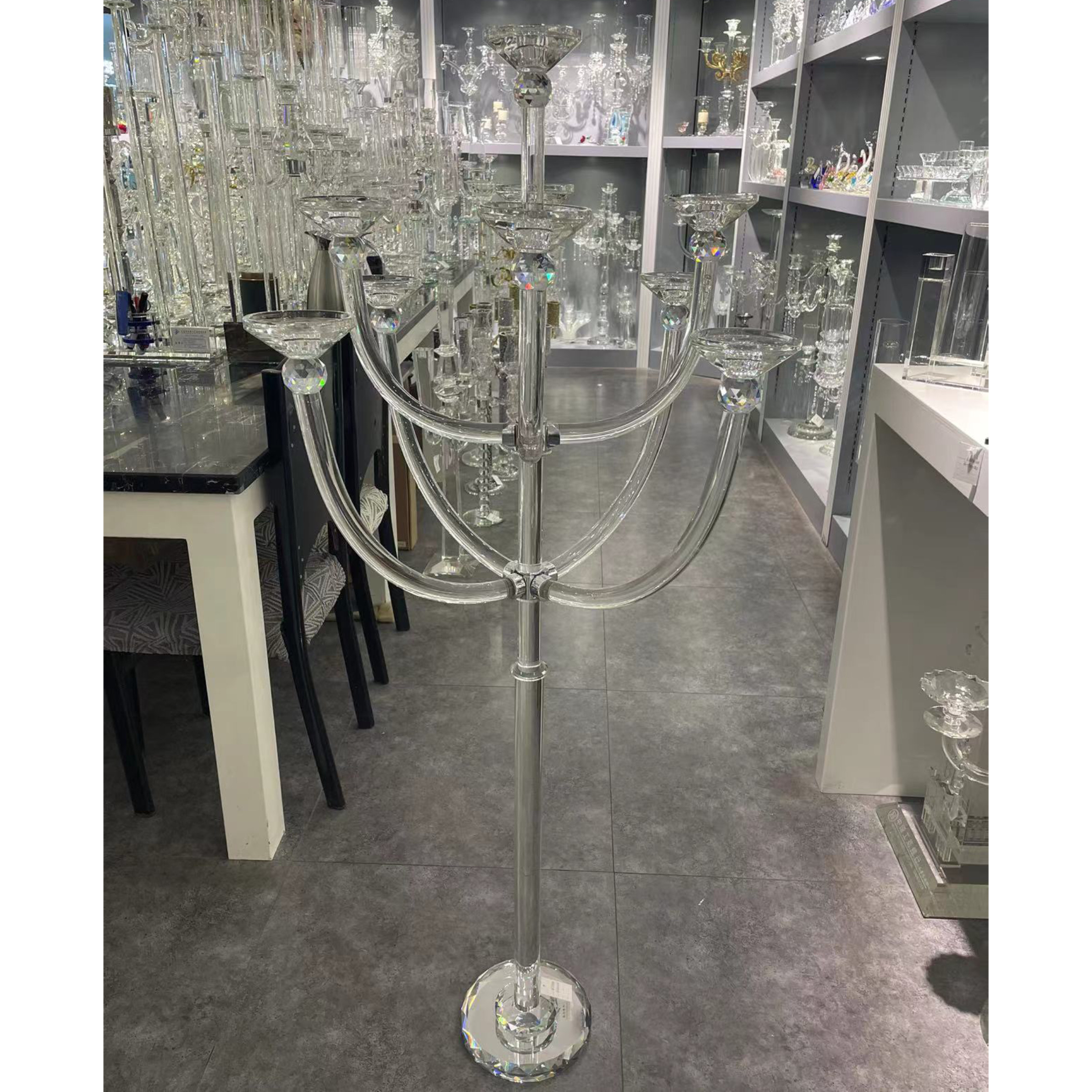 现代风九头水晶烛台 婚庆酒店装饰烛台 烛光晚餐氛围烛台