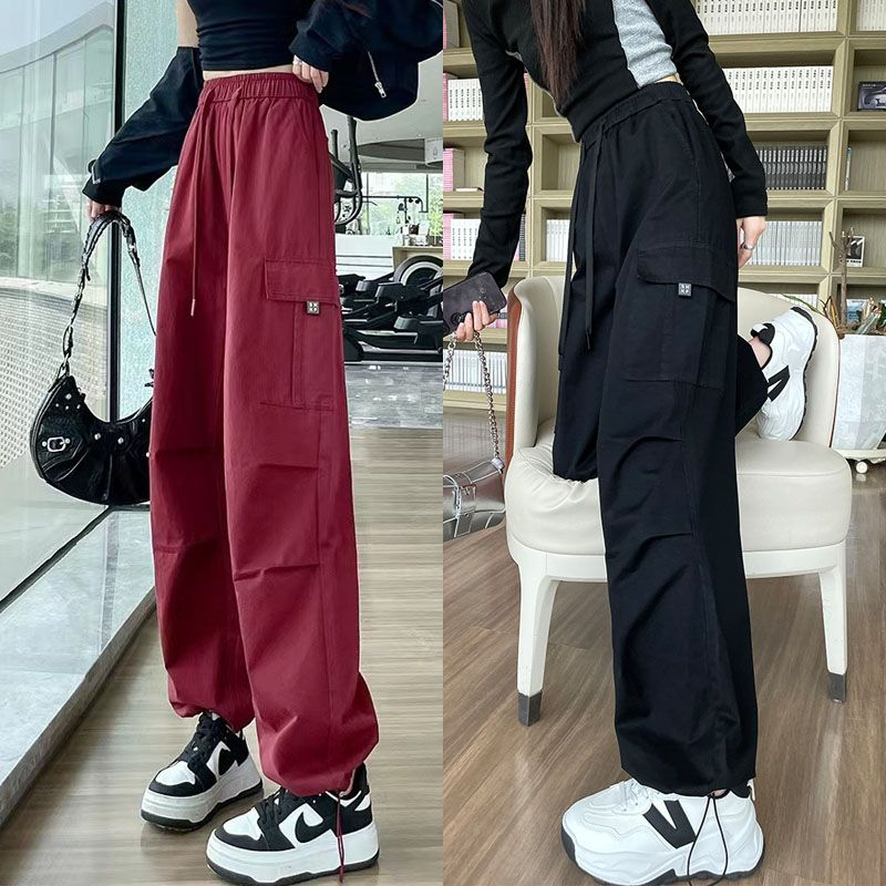 2024 New Loose Three-Dimensional Waist Multi-Pocket American Cargo Pants Women's Ankle Pants