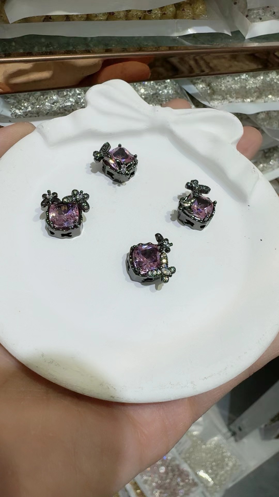 Copper plated with 18k gold, 14k gold, thick silver, high color retention gold, inlaid with colored zircon beads, butterfly square diamonds, perforated beads, diy crystal pearl bracelet, necklace accessories, jewelry accessories detail image 4