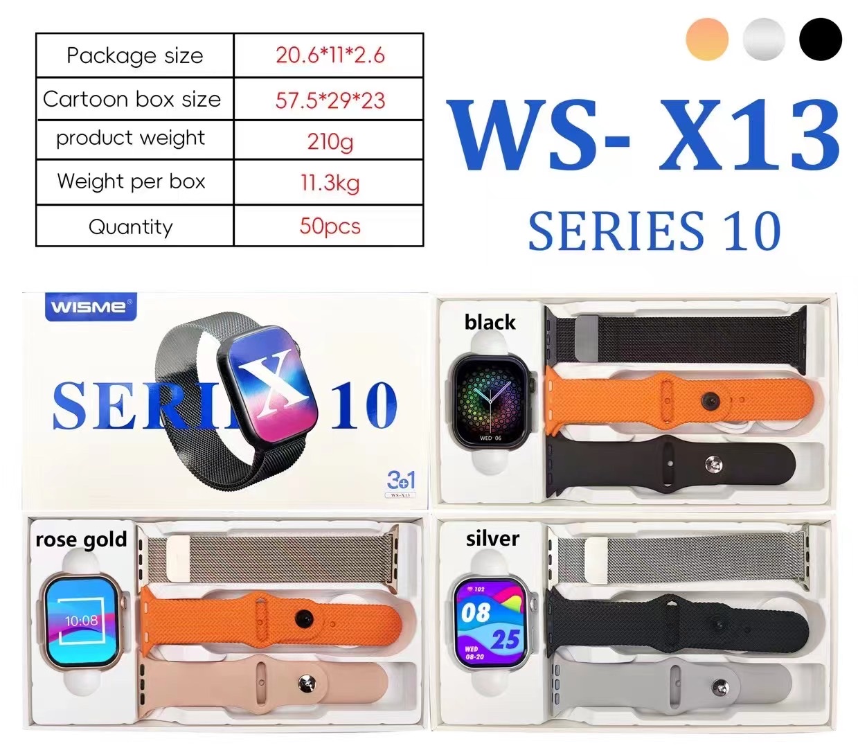 aima艾玛AIMA WS-X10.11.12.13系列 3种表带智能手表 通话运动手表 detail image 2