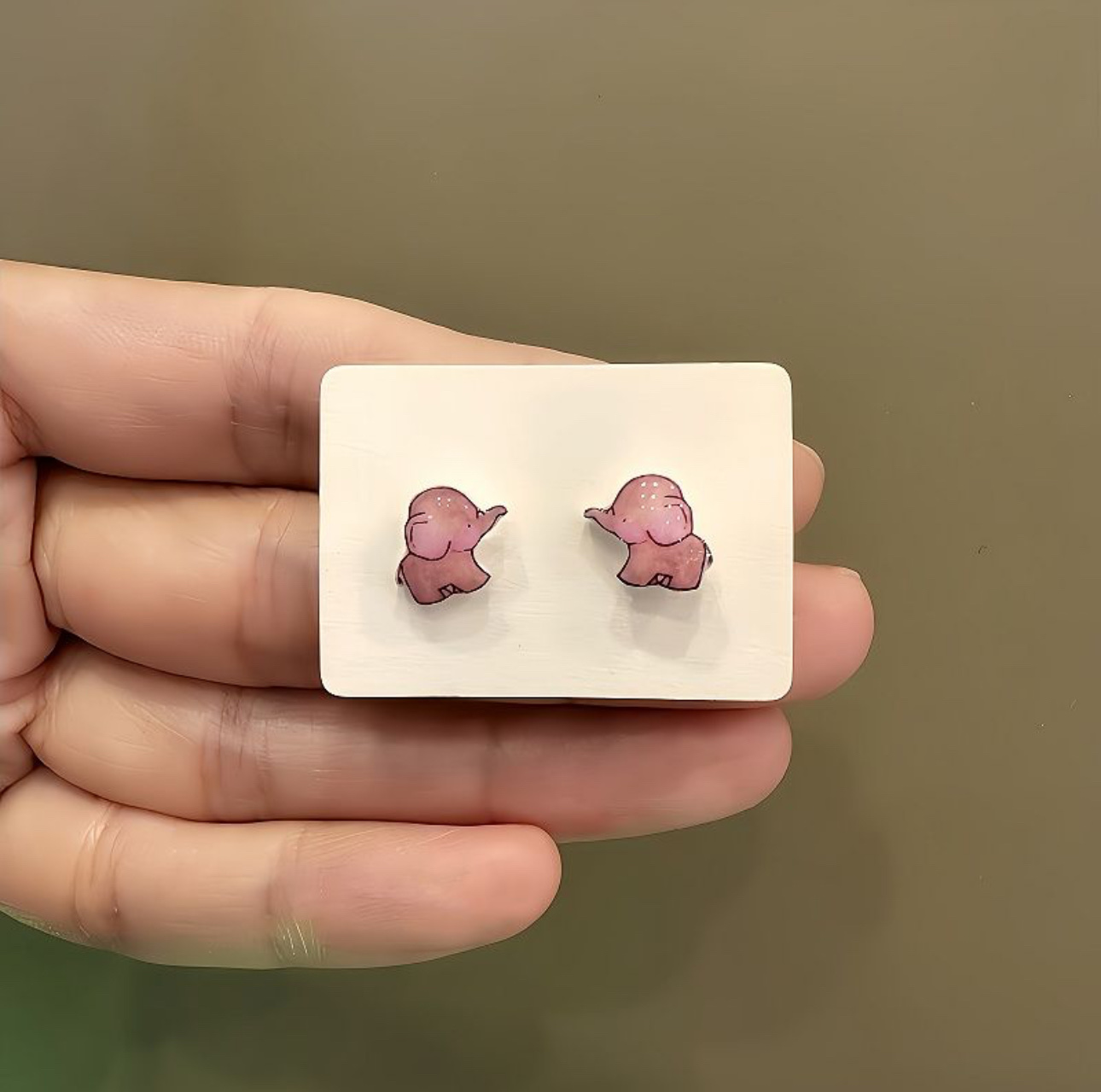 Cartoon pink little elephant stud earrings for women, sweet and elegant style, 2024 new trendy and individualistic ear clips and magnet earrings Specification image