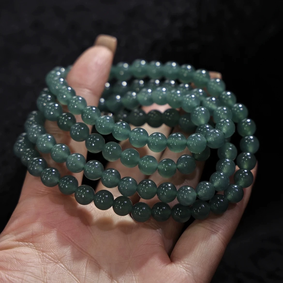 Old Pit natural jade ice type blue water 5mm108 pearl jade necklace, bracelet, sweater chain, pendant chain