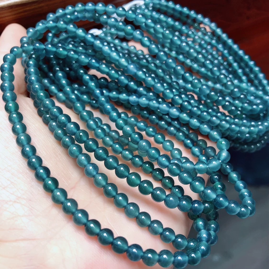 Old Pit natural jade ice type blue water 4mm 128-bead jade necklace, bracelet, sweater chain, pendant chain