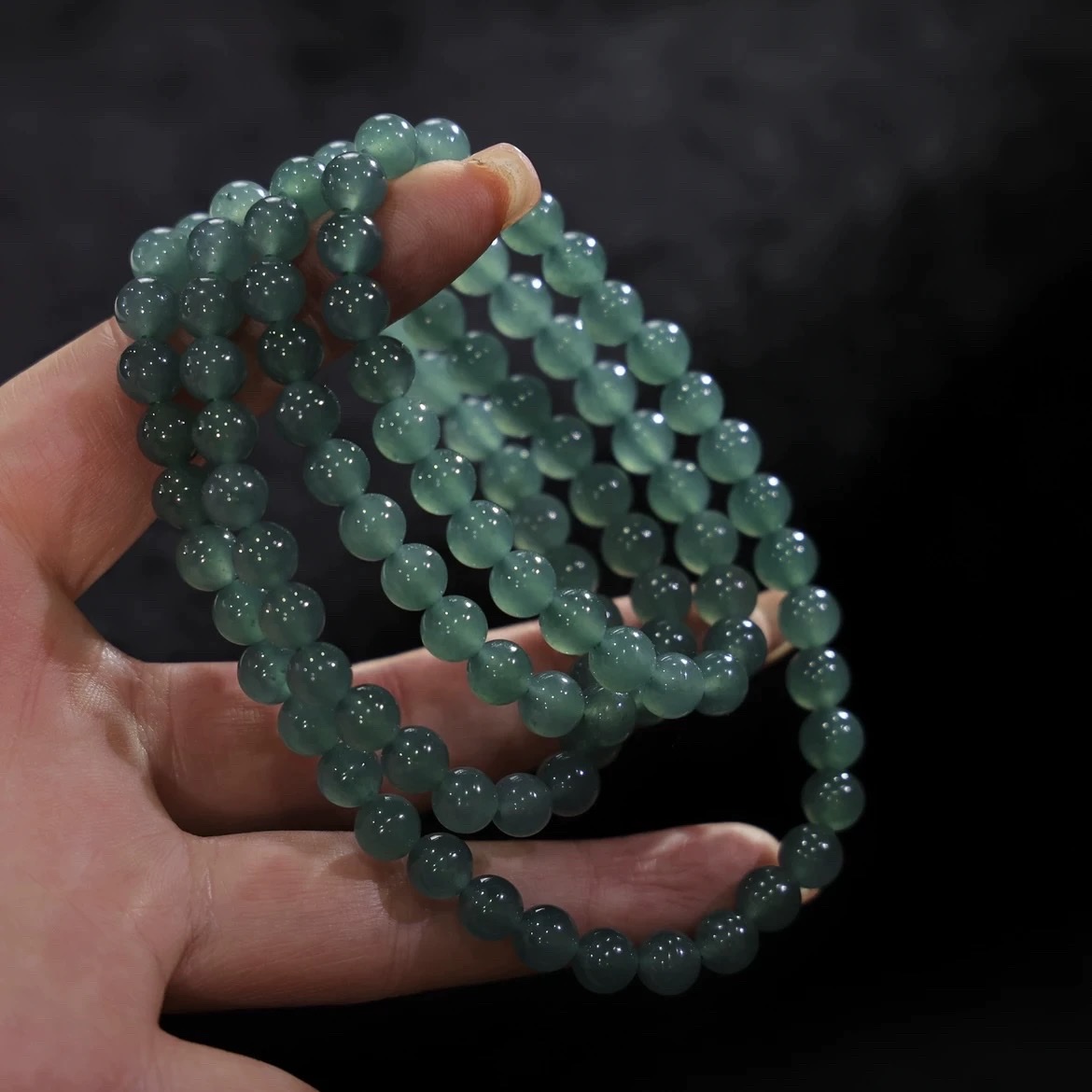 Old Pit natural jade ice type blue water 5mm108 pearl jade necklace, bracelet, sweater chain, pendant chain details Picture