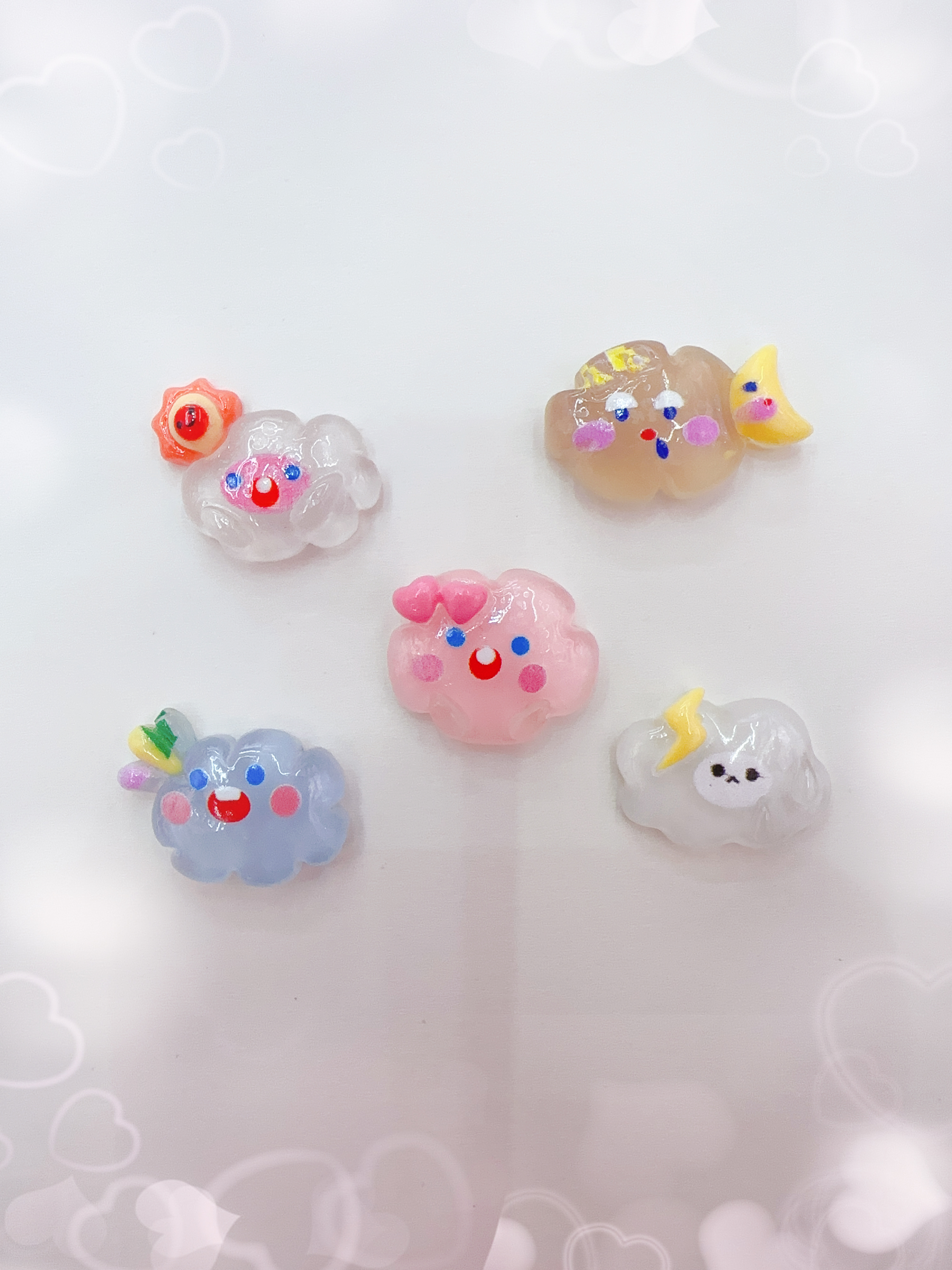 树脂 头饰 夹子 diy 耳环 可爱 卡通  云朵