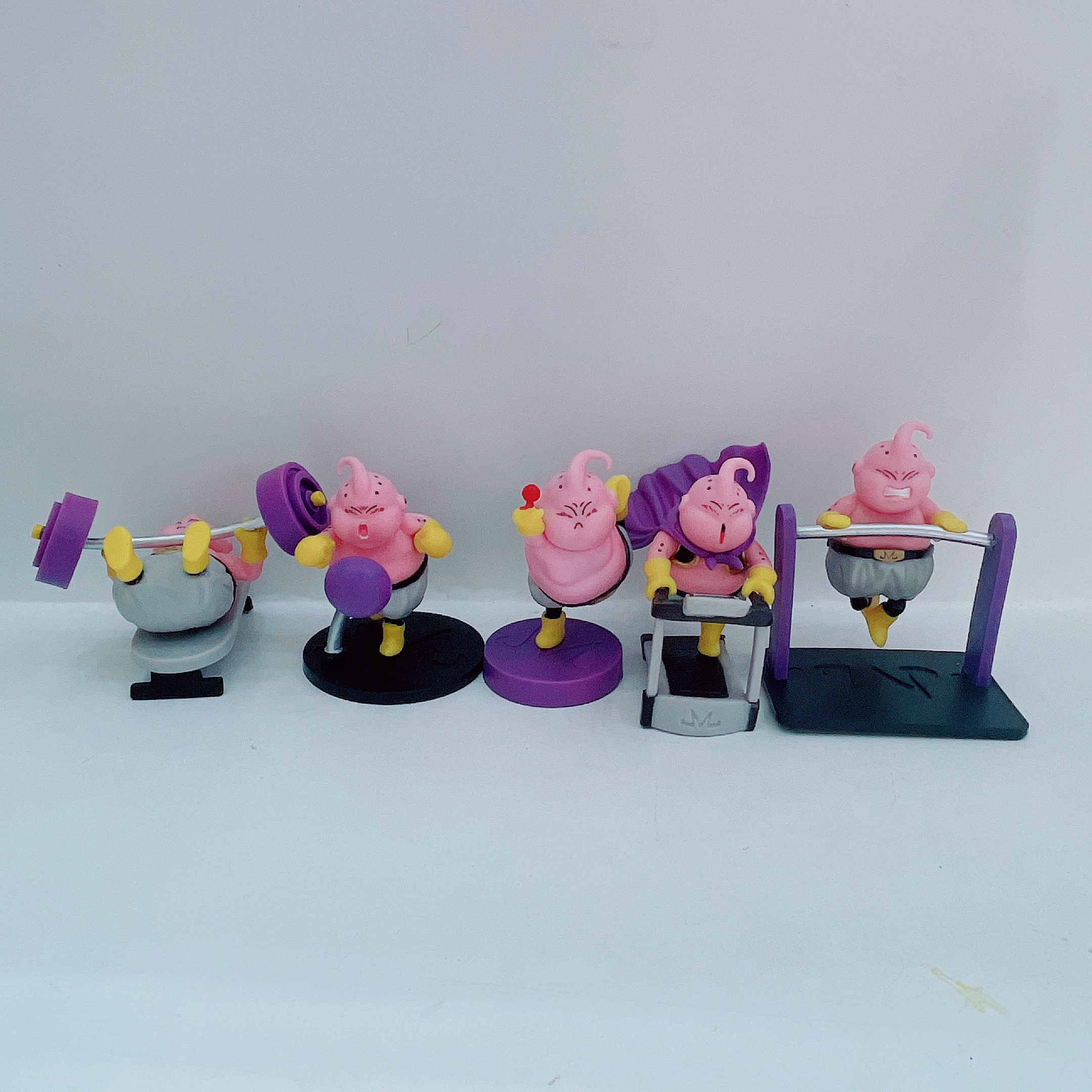 Q-version Dragon Ball Majin Buu Fitness GK Muscular Buu horizontal Bar running anime toy model ornament