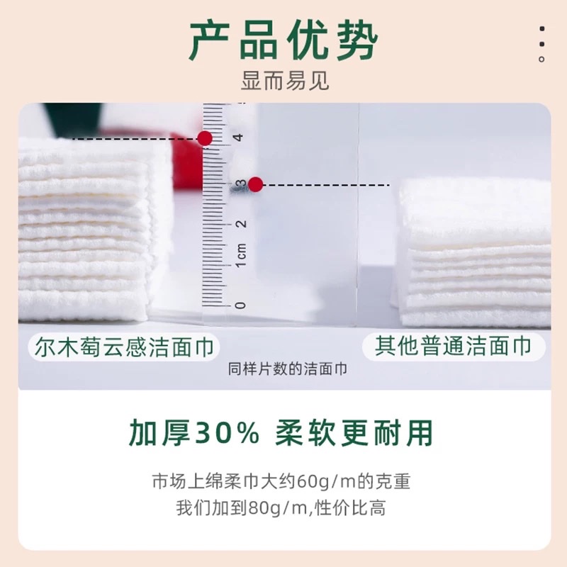 Ermutao disposable cloud-sensing soft towel 100 pieces, 1 pack, 20cm×22cm detail image 4