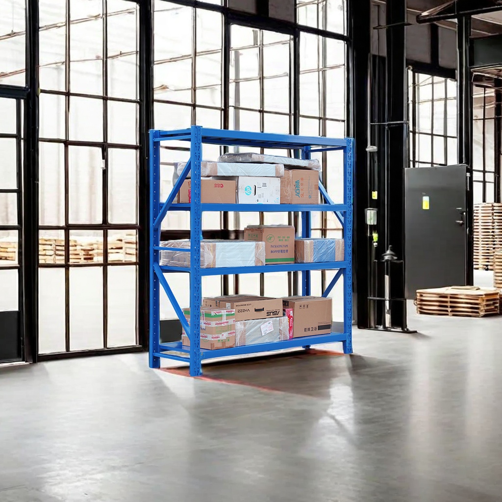 2024 Medium-sized multi-layer warehouse shelves, household light-duty storage racks, iron rack shelves, heavy-duty warehouse shelves wholesale, stable and durable, high space utilization Application Scenario