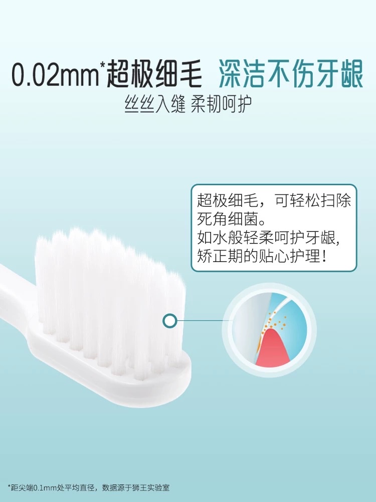 Lion King Fine Tooth Clean Four-Row ultra-fine Bristle Toothbrush Small Head 1 piece, 0.02mm Specification image