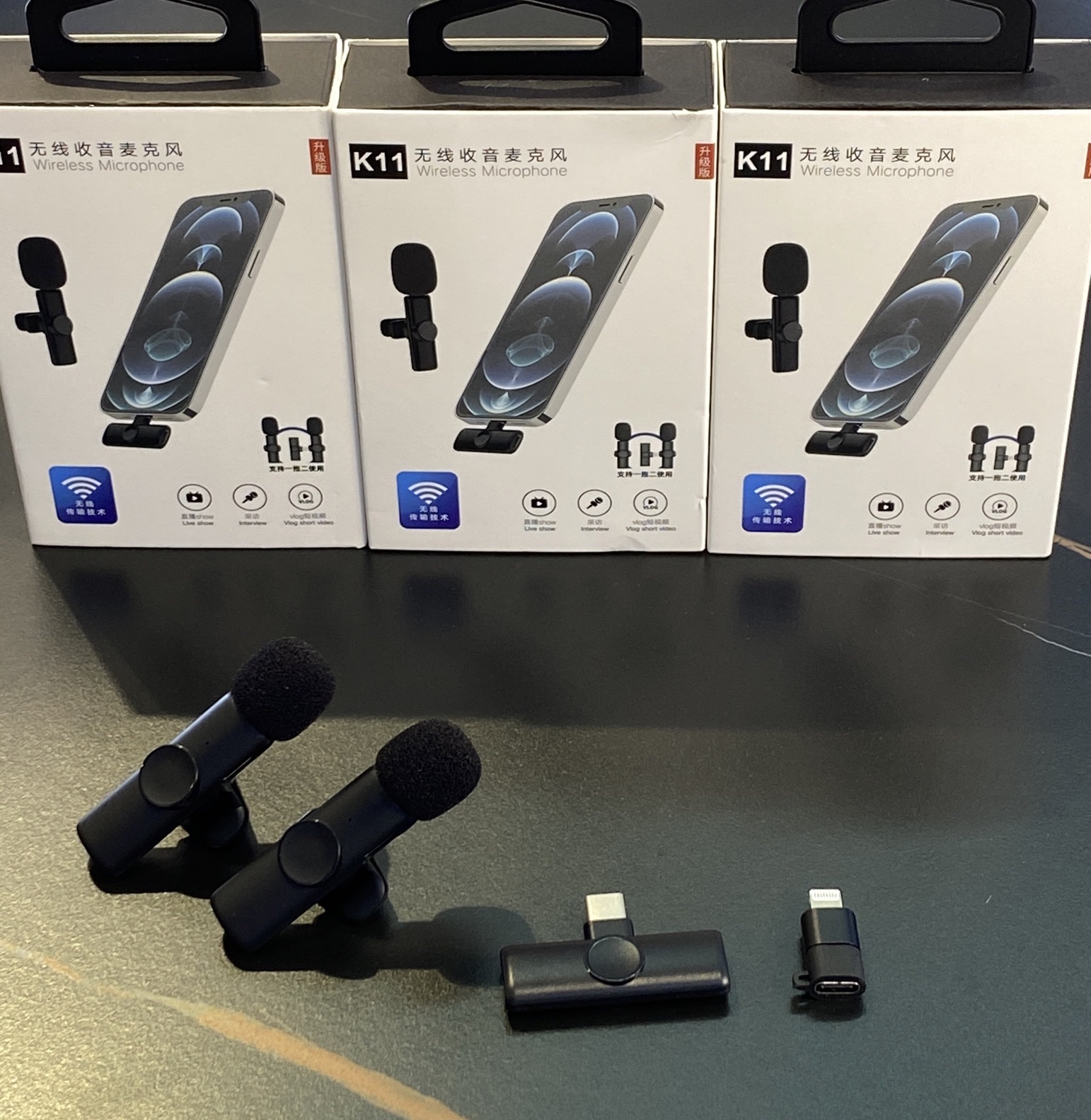 爆款F11-2带毛球三合一领夹麦降噪高清收音录音户外采访直播麦克详情1