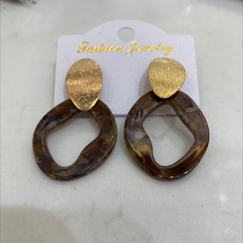 时尚爆款推荐金属设计风格搭配亚克力耳环尚美饰品-121